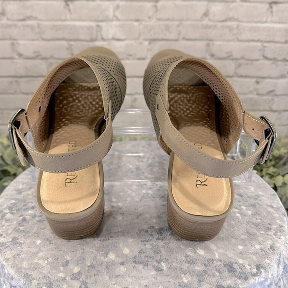 Francesca’s Restricted Fayla Taupe Perforated Slingback Block Heels WMS 7M✨EUC✨ - Picture 5 of 8